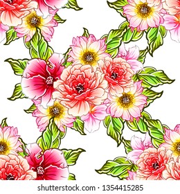 Abstract elegance seamless pattern with floral background