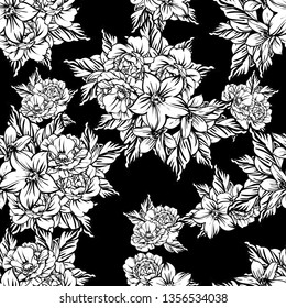 Abstract elegance seamless pattern with floral background
