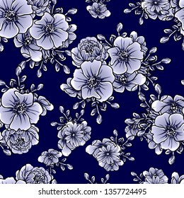 Abstract elegance seamless pattern with floral background