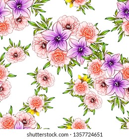 Abstract elegance seamless pattern with floral background