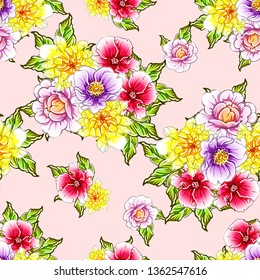 Abstract elegance seamless pattern with floral background