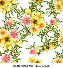 Abstract elegance seamless pattern with floral background