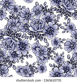 Abstract elegance seamless pattern with floral background