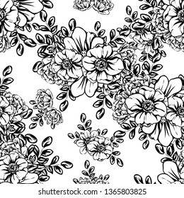 Abstract elegance seamless pattern with floral background
