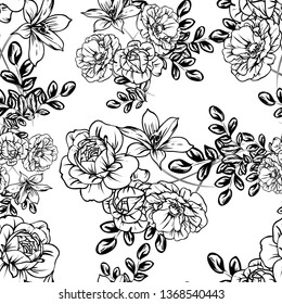 Abstract elegance seamless pattern with floral background
