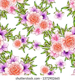 Abstract elegance seamless pattern with floral background