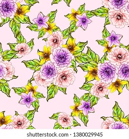 Abstract elegance seamless pattern with floral background