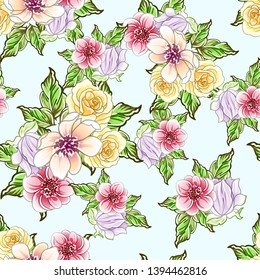 Abstract elegance seamless pattern with floral background