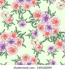 Abstract elegance seamless pattern with floral background