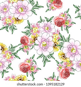 Abstract elegance seamless pattern with floral background