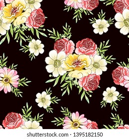 Abstract elegance seamless pattern with floral background