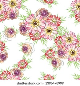Abstract elegance seamless pattern with floral background