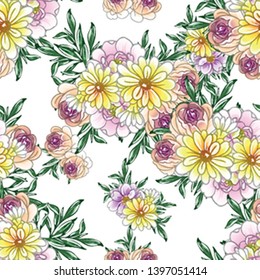 Abstract elegance seamless pattern with floral background