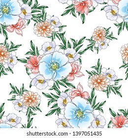Abstract elegance seamless pattern with floral background