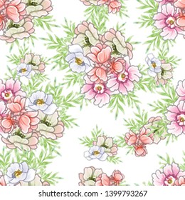 Abstract elegance seamless pattern with floral background