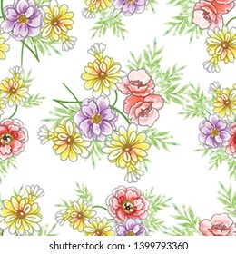 Abstract elegance seamless pattern with floral background