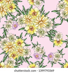 Abstract elegance seamless pattern with floral background
