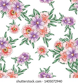 Abstract elegance seamless pattern with floral background