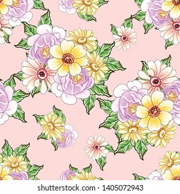 Abstract elegance seamless pattern with floral background