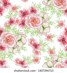 Abstract elegance seamless pattern with floral background