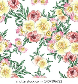 Abstract elegance seamless pattern with floral background