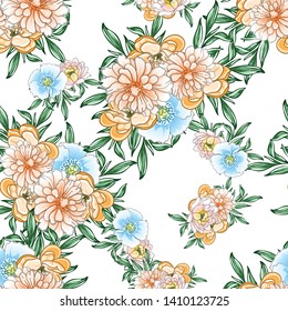 Abstract elegance seamless pattern with floral background