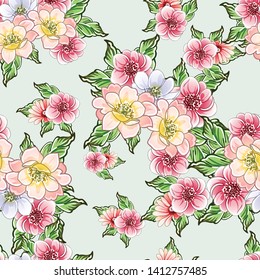 Abstract elegance seamless pattern with floral background