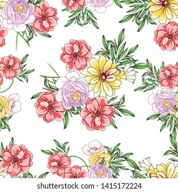 Abstract elegance seamless pattern with floral background