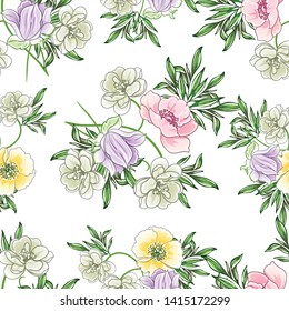 Abstract elegance seamless pattern with floral background