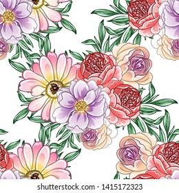 Abstract elegance seamless pattern with floral background