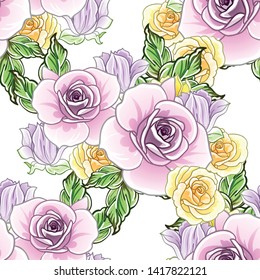 Abstract elegance seamless pattern with floral background