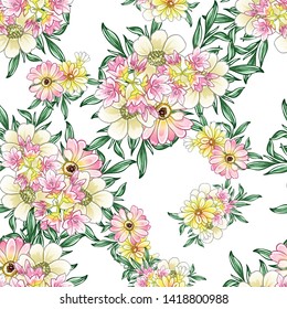 Abstract elegance seamless pattern with floral background