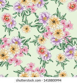 Abstract elegance seamless pattern with floral background