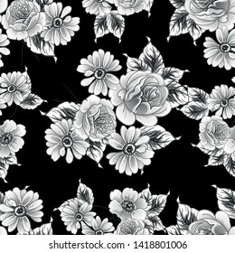 Abstract elegance seamless pattern with floral background