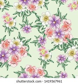 Abstract elegance seamless pattern with floral background