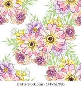 Abstract elegance seamless pattern with floral background