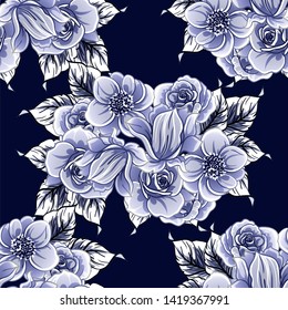 Abstract elegance seamless pattern with floral background