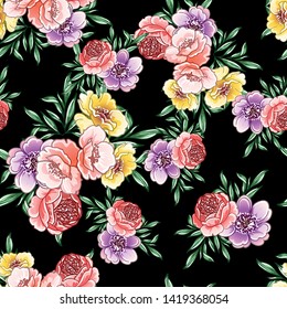 Abstract elegance seamless pattern with floral background