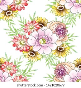 Abstract elegance seamless pattern with floral background