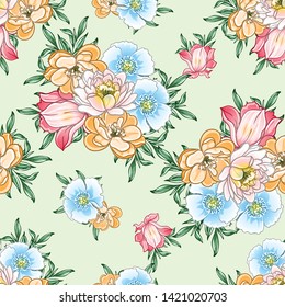 Abstract elegance seamless pattern with floral background