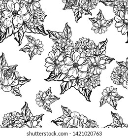 Abstract elegance seamless pattern with floral background