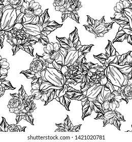Abstract elegance seamless pattern with floral background