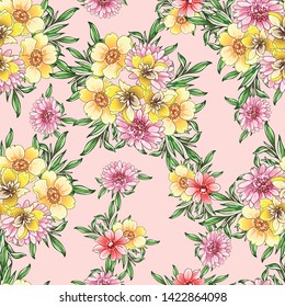 Abstract elegance seamless pattern with floral background