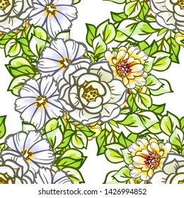 Abstract elegance seamless pattern with floral background