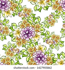 Abstract elegance seamless pattern with floral background