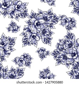 Abstract elegance seamless pattern with floral background