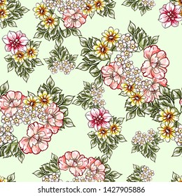 Abstract elegance seamless pattern with floral background