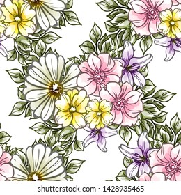 Abstract elegance seamless pattern with floral background