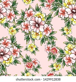 Abstract elegance seamless pattern with floral background