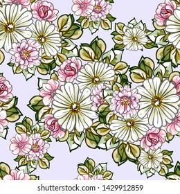 Abstract elegance seamless pattern with floral background